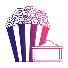 pop corn with sauce cinema icon vector illustration design