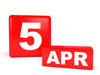 April 5. Calendar on white background.