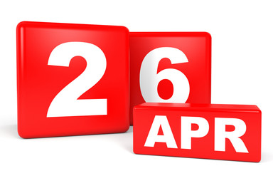 April 26. Calendar on white background.