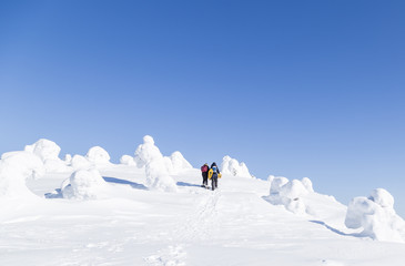 Two womens hiking in Northern Finland