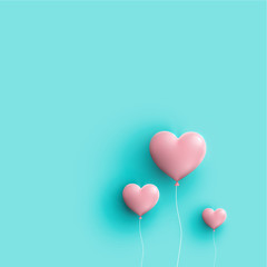 Pastel coloured 3D hearts, vector illustration