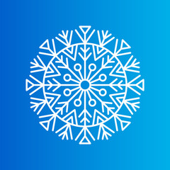 Snowflake Created from Ornamental Patterns on Blue