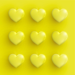 Pastel coloured 3D hearts, vector illustration