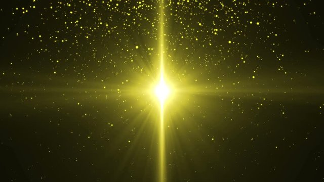 4K Golden or yellow dust particle with flare light explosion seamless abstract background. copy space place for your logo and text. Motion graphic and animation background.