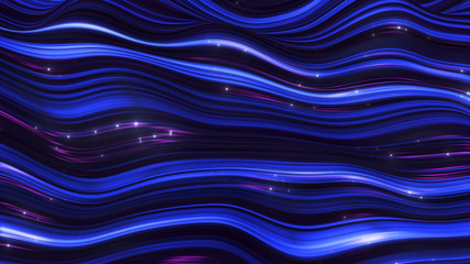 abstract violet-blue neon wave line filed with glitter