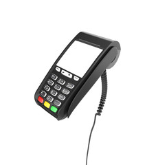 card payment terminal POS terminal with empty screen isolated on white background 3d render
