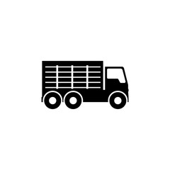 Garbage Truck. Flat Vector Icon. Simple black symbol on white background
