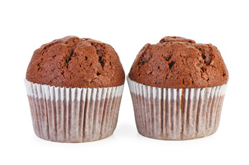 Two homemade chocolate muffins
