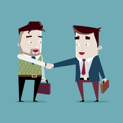 Businessmen completed the deal with a handshake: Men came to an agreement