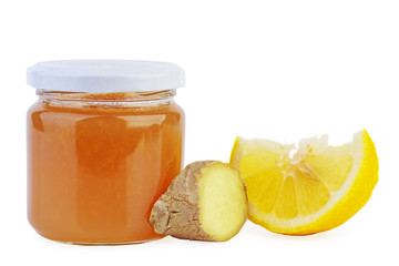 Glass jar with ginger and lemon jam