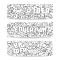 Idea, Education, Big Idea - Doodle Elements Banner Set. Thin Lin