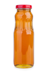 Glass jar with pear juice