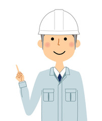 現場監督　指をさす