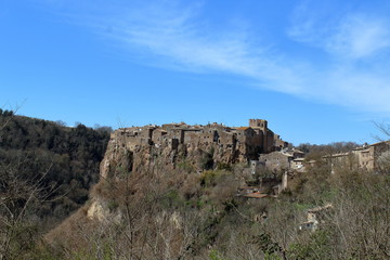 Fototapeta na wymiar calcata medieval village on the rock