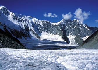  Arbuz glacier against Crown of Altai ridge, Altai mountains, Russia