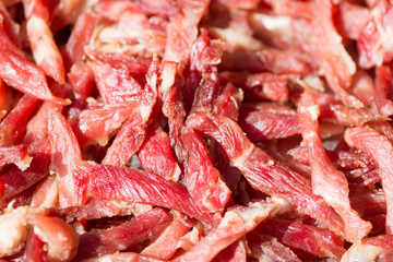 Closed up Solar-dried pork