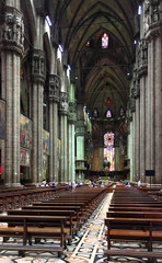 Milan, Italy - Intrior of Cathedral of St. Mary Nascente - Duomo Santa Maria Nascente di Milano at...