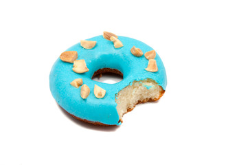 Chocolate  exclusive dessert bitten donut isolated on the white