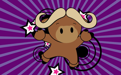 cute baby oxen jumping cartoon background in vector format very easy to edit 