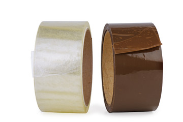 Transparent and brown sticky tapes