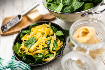 Spinach tagliatelle pasta