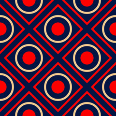 Geometric seamless pattern. Colored red and blue background