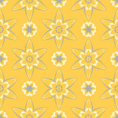 Yellow floral seamless pattern. Background with flower designs