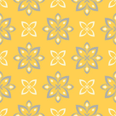Yellow floral seamless pattern. Background with flower design