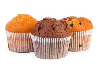 Fresh muffins with jam,raisins and chocolate