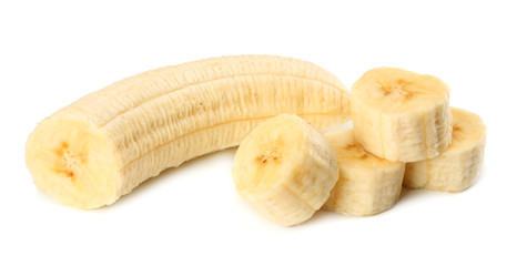 fresh sliced banana isolated on white background. Healthy food