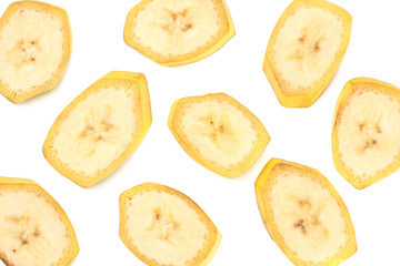 fresh sliced banana isolated on white background. Healthy food