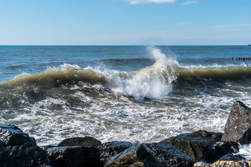 Fototapeta premium sea waves on the black sea coast, Poti, Georgia