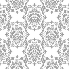 Gray floral pattern on white. Seamless background