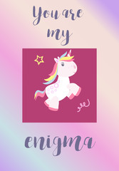Fototapeta na wymiar Cute unicorn cards magic baby vector