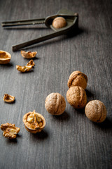 Walnuts on table. Healthy food. Sale of nuts. Advertising for walnuts
