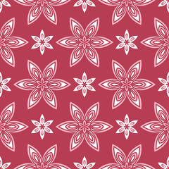 Fototapeta premium Floral seamless pattern. Red colored background