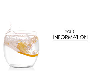 Glass of water with lemon pattern