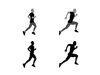 silhouette of man running different 2 version