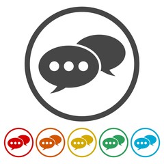 Comments icon, Question answer sign icon, 6 Colors Included
