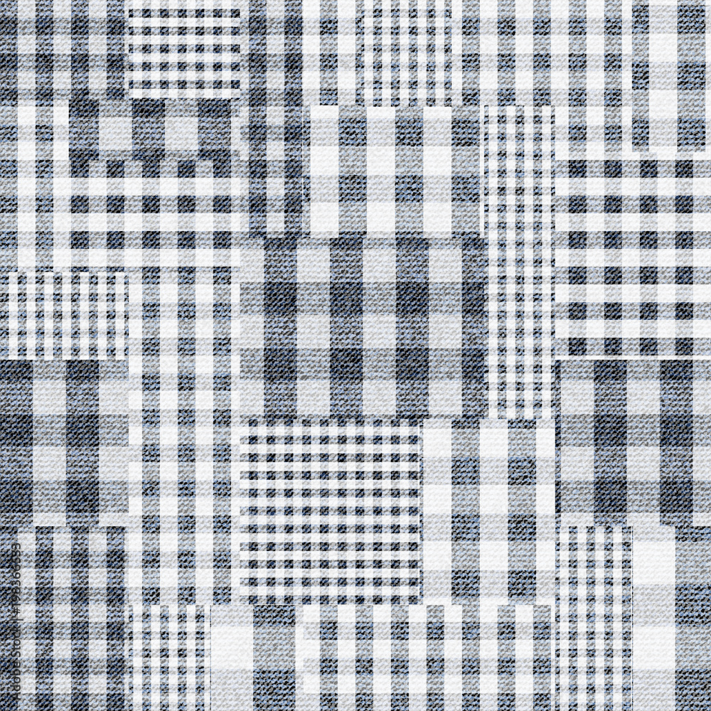 Poster Seamless vector pattern. Patchwork of Plaid patterns. Imitation of a fabric texture. Vector image.