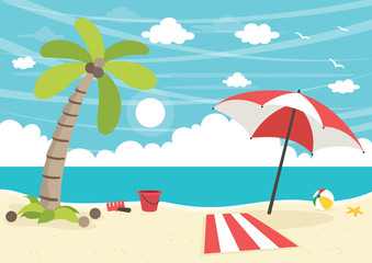 Vector Illustration Of Beach