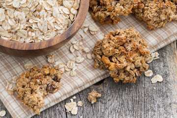 healthy oatmeal cookies, horizontal, top view
