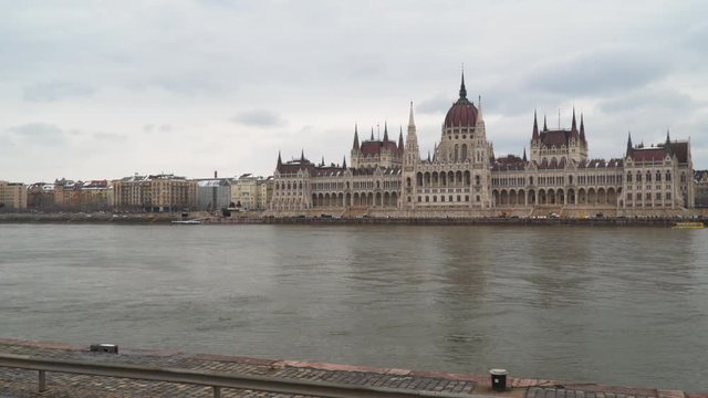 The Hungarian Parliament on the banks of the Danube.