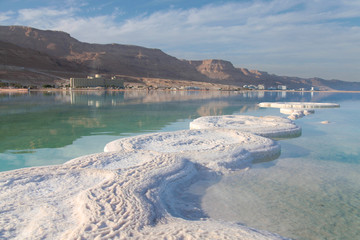 Plakat Dead sea salt shore. Israel. Ein Bokek
