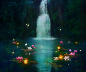 Waterfall and lilies © susanafh