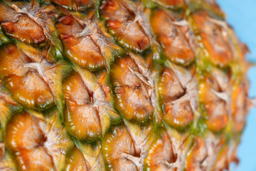 The texture of the pineapple close up, copy space