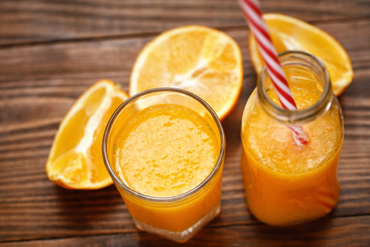healthy orange smoothie in glass