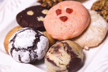 plate with cookies and gingerbread closeup