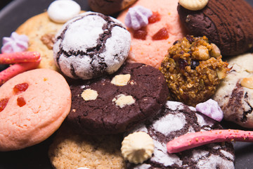 plate with cookies and gingerbread closeup
