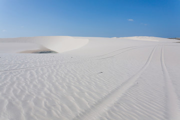 White sand dunes panorama from Lencois Maranhenses National Park, Brazil.
